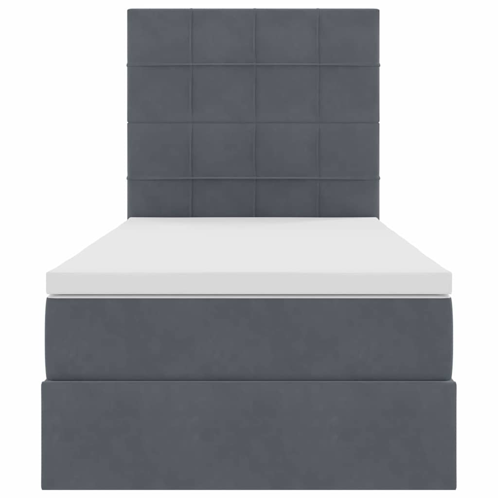 Aufbewahrungsbett mit Matratze Dunkelgrau 90 x 200 cm Samt
