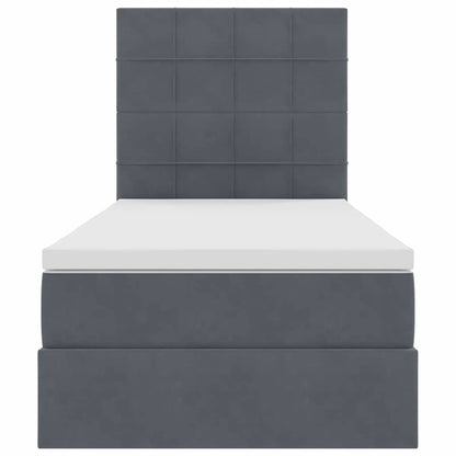 Aufbewahrungsbett mit Matratze Dunkelgrau 90 x 200 cm Samt