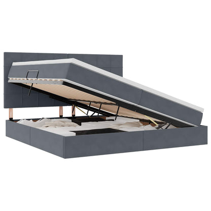 Aufbewahrungsbett mit Matratze Dunkelgrau 200 x 200 cm Samt