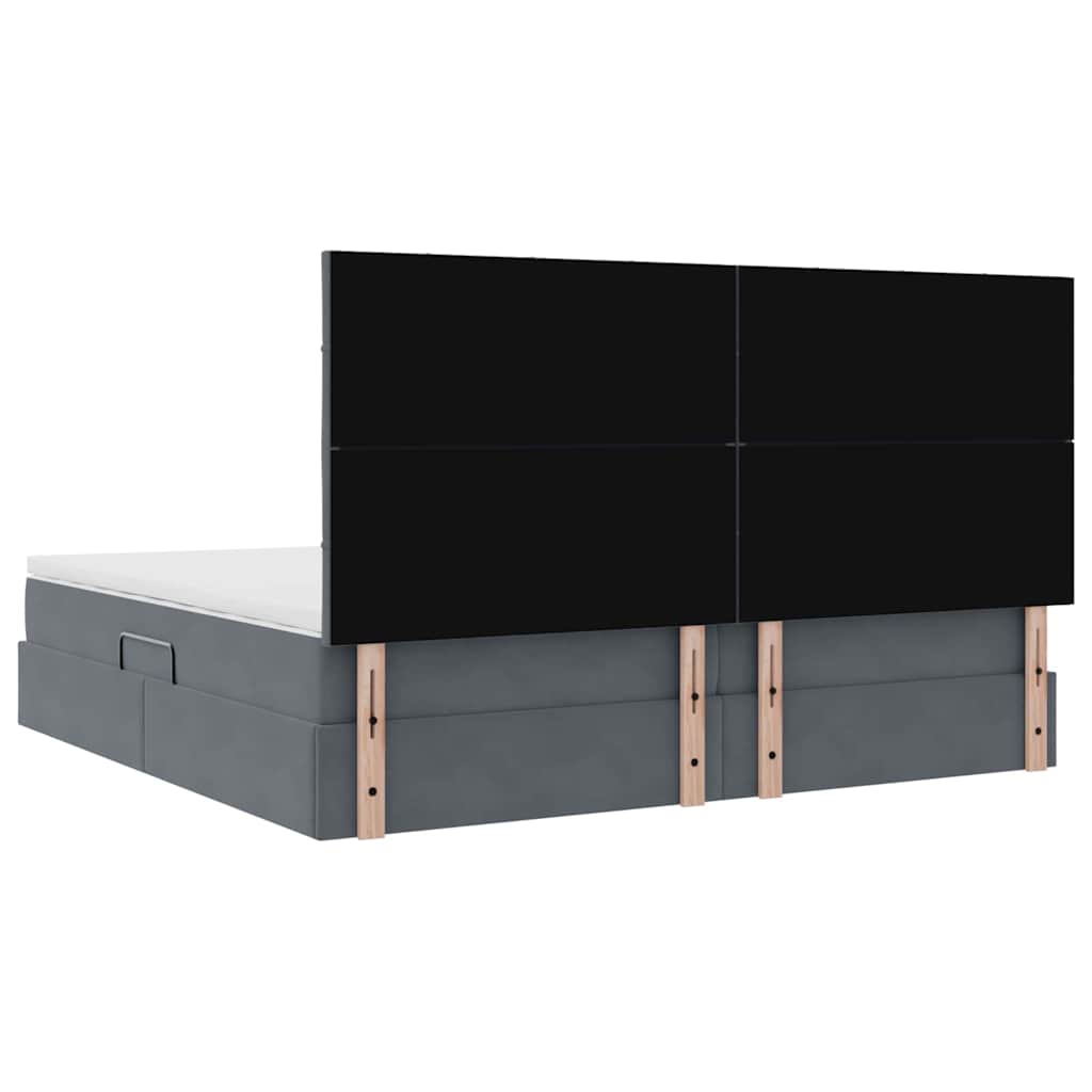 Aufbewahrungsbett mit Matratze Dunkelgrau 200 x 200 cm Samt