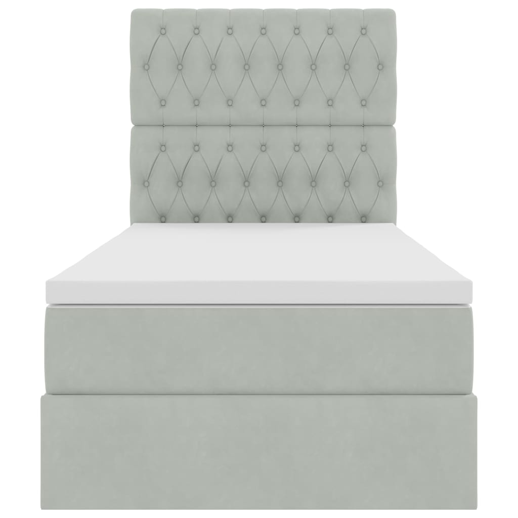 Aufbewahrungsbett mit Matratze Hellgrau 90 x 200 cm Samt