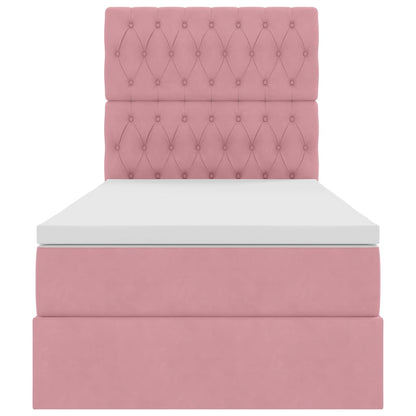 Aufbewahrungsbett mit Matratze Rosa 90 x 200 cm Samt