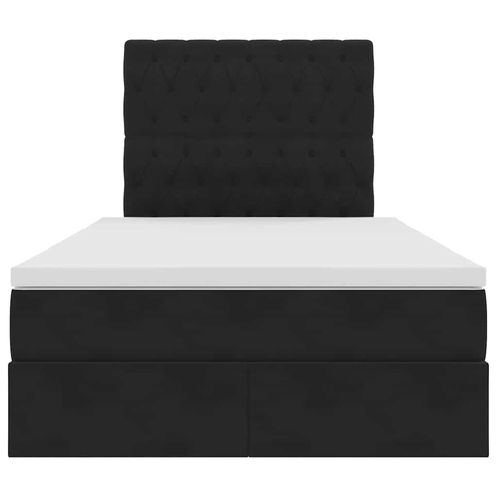 Aufbewahrungsbett mit Matratze Schwarz 120 x 190 cm Samt