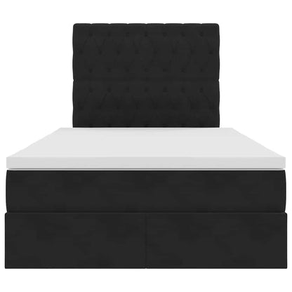 Aufbewahrungsbett mit Matratze Schwarz 120 x 190 cm Samt