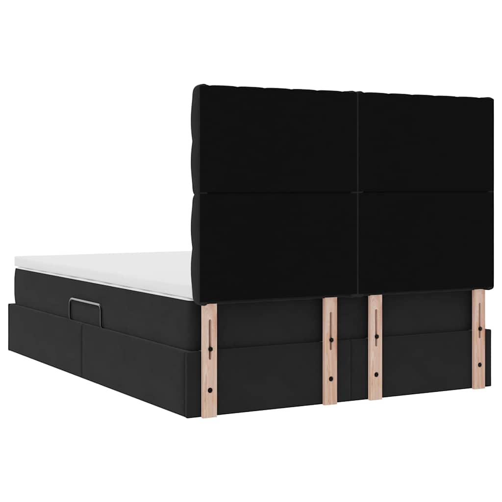 Aufbewahrungsbett mit Matratze Schwarz 140 x 190 cm Samt
