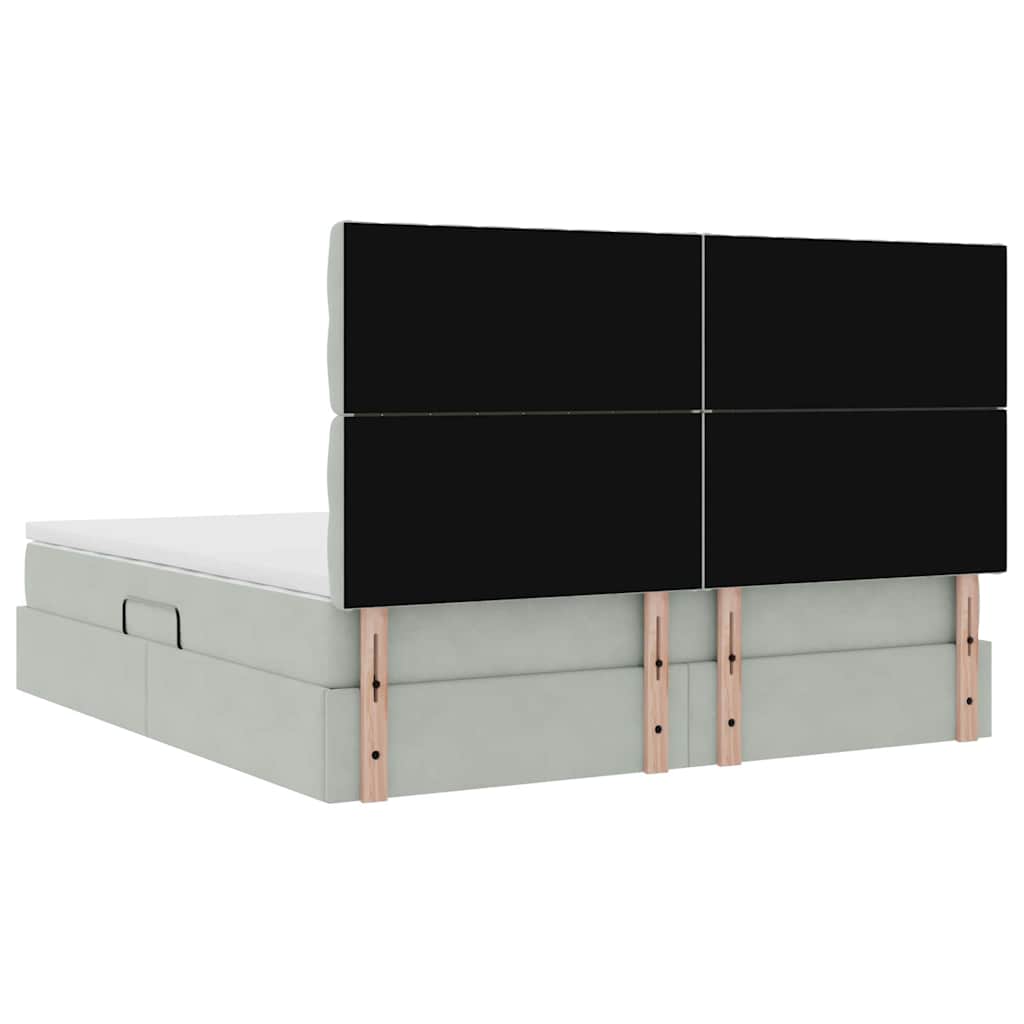 Aufbewahrungsbett mit Matratze Hellgrau 160 x 200 cm Samt