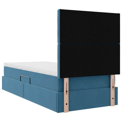 Aufbewahrungsbett mit Matratze Dunkelblau 90 x 200 cm Samt