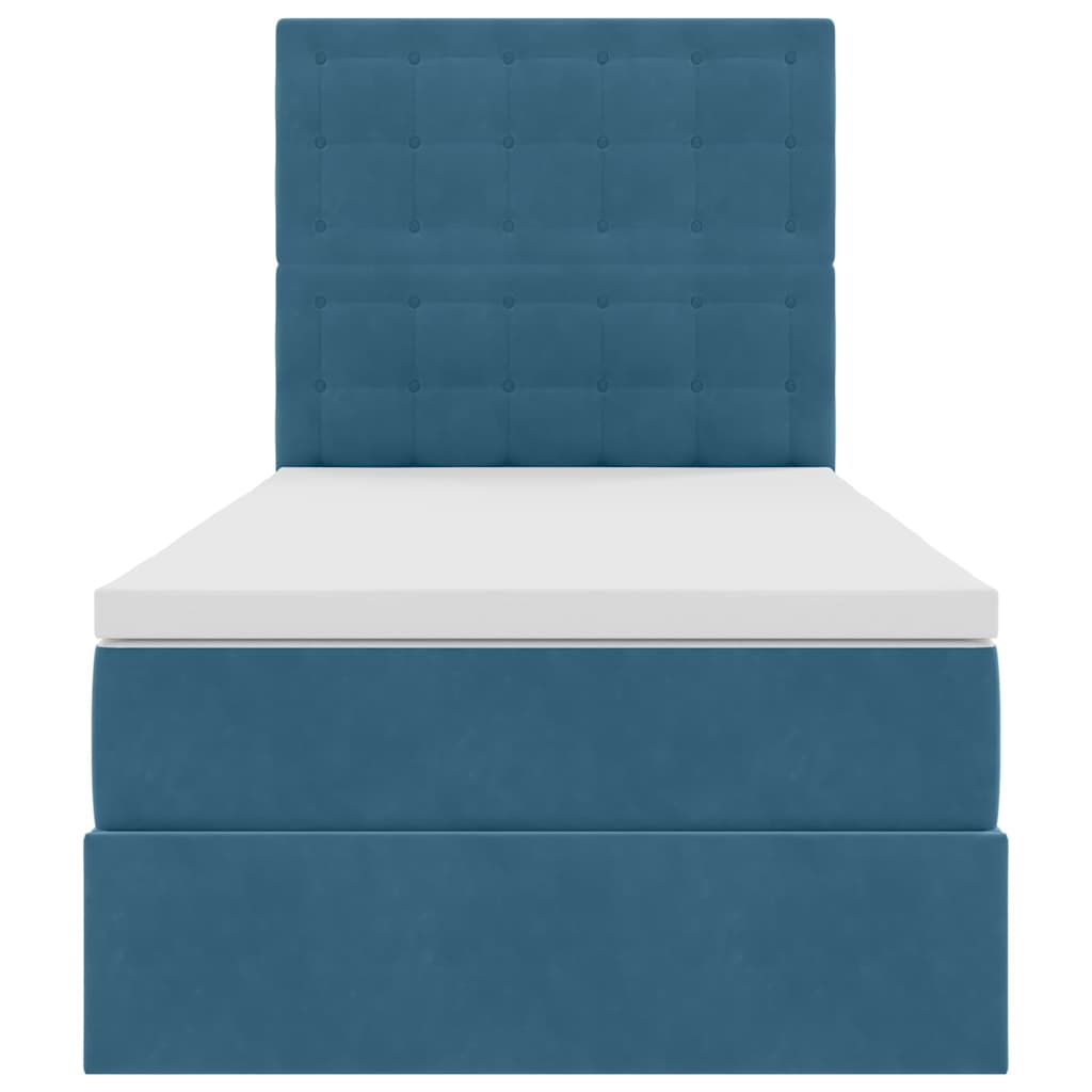 Aufbewahrungsbett mit Matratze Dunkelblau 90 x 200 cm Samt