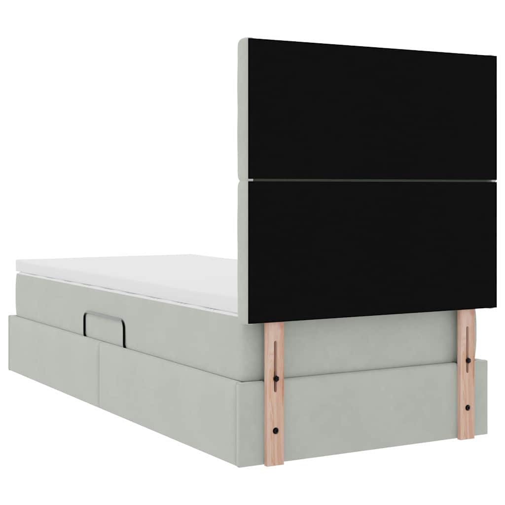 Aufbewahrungsbett mit Matratze Hellgrau 100 x 200 cm Samt