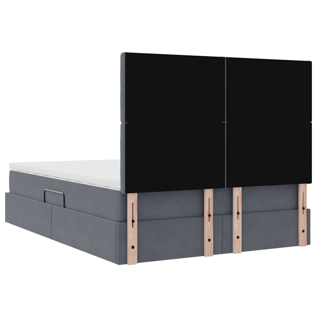 Aufbewahrungsbett mit Matratze Dunkelgrau 140 x 190 cm Samt