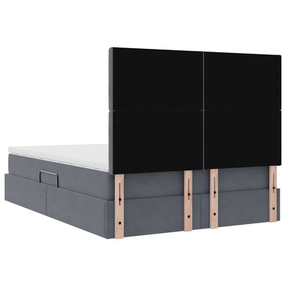 Aufbewahrungsbett mit Matratze Dunkelgrau 140 x 190 cm Samt