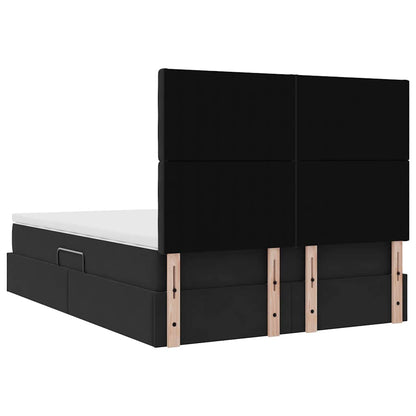 Aufbewahrungsbett mit Matratze Schwarz 140 x 200 cm Samt