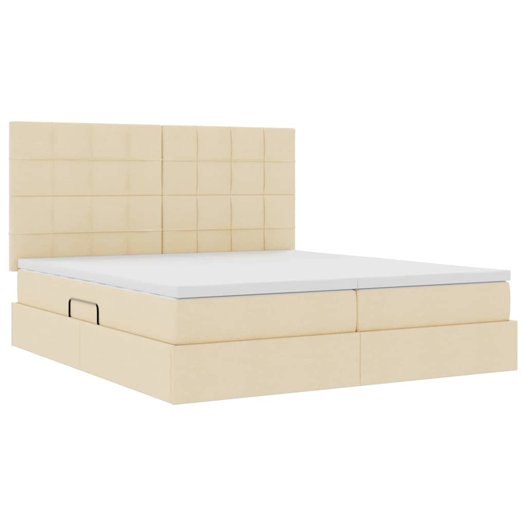 Aufbewahrungsbett mit Matratze Creme 180 x 200 cm Kunstleder