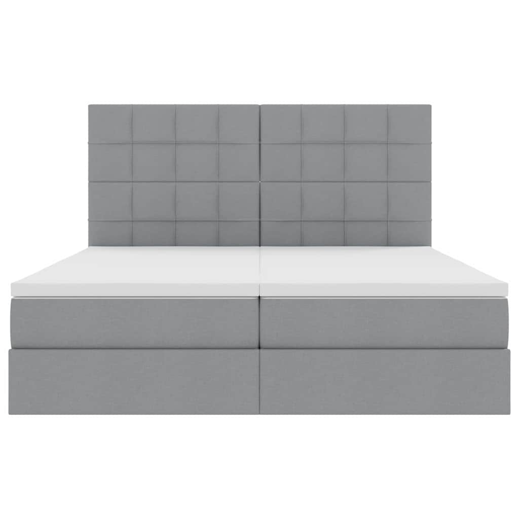 Aufbewahrungsbett mit Matratze Hellgrau 200 x 200 cm Kunstleder