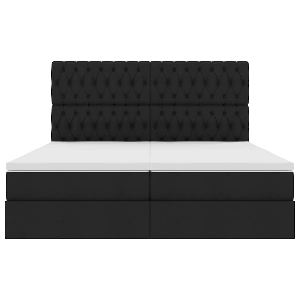 Aufbewahrungsbett mit Matratze Schwarz 200 x 200 cm Kunstleder