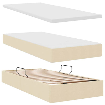 Aufbewahrungsbett mit Matratze Creme 200 x 200 cm Kunstleder
