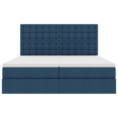 Aufbewahrungsbett mit Matratze Blau 180 x 200 cm Kunstleder