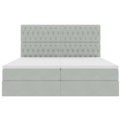 Aufbewahrungsbett mit Matratze Hellgrau 180 x 200 cm Samt