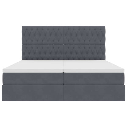 Aufbewahrungsbett mit Matratze Dunkelgrau 200 x 200 cm Samt