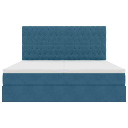 Aufbewahrungsbett mit Matratze Dunkelblau 200 x 200 cm Samt