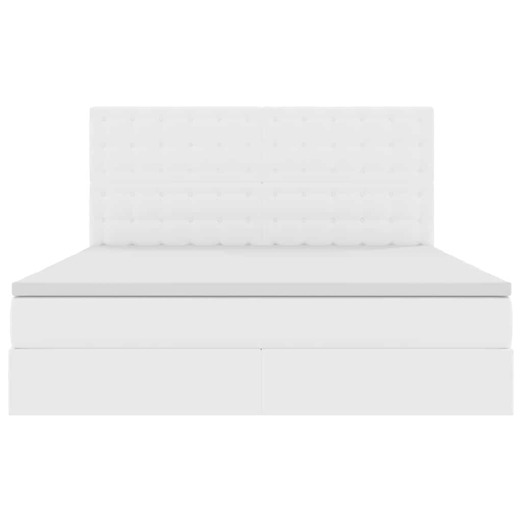 Bett mit Stauraum und LED Reinweiß 160 x 200 cm Kunstleder