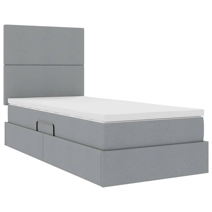 Bett mit Stauraum und LED Hellgrau 100 x 200 cm Polyester