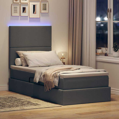 Bett mit Stauraum und LED Dunkelgrau 100 x 200 cm Polyester
