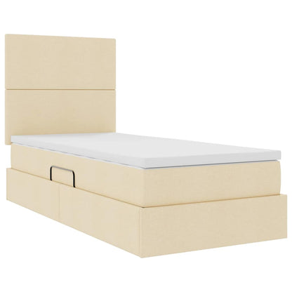 Bett mit Stauraum und LED mit LED Creme 100 x 200 cm Polyester