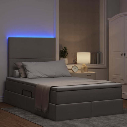 Bett mit Stauraum und LED mit LED Taupe 120 x 200 cm Polyester