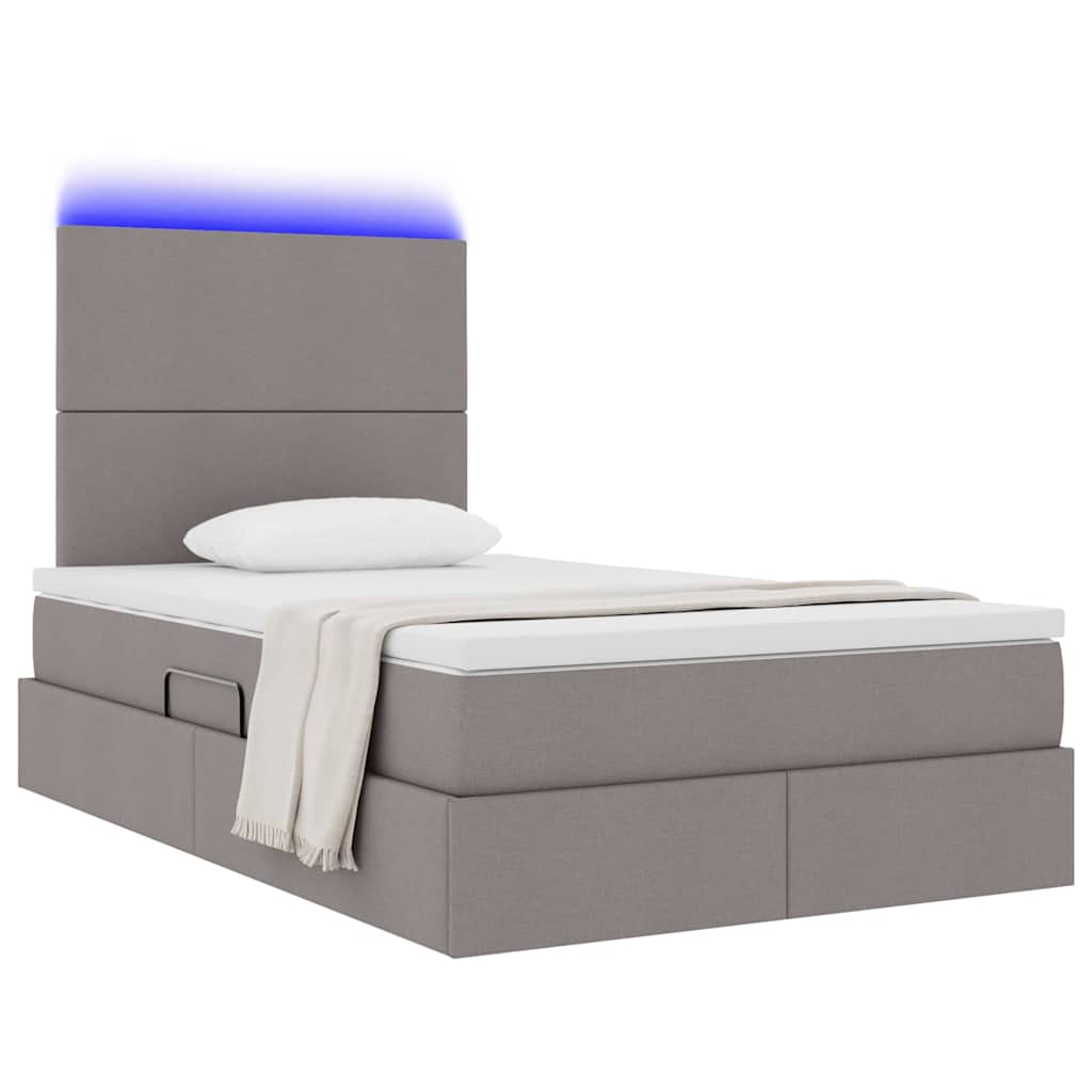 Bett mit Stauraum und LED mit LED Taupe 120 x 200 cm Polyester