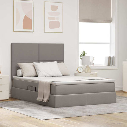 Bett mit Stauraum und LED mit LED Taupe 140 x 190 cm Polyester