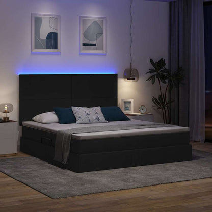 Bett mit Stauraum und LED Schwarz 180 x 200 cm Polyester