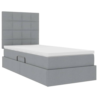 Bett mit Stauraum und LED Hellgrau 90 x 190 cm Polyester