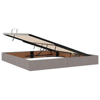 Bett mit Stauraum und LED mit LED Taupe 200 x 200 cm Polyester