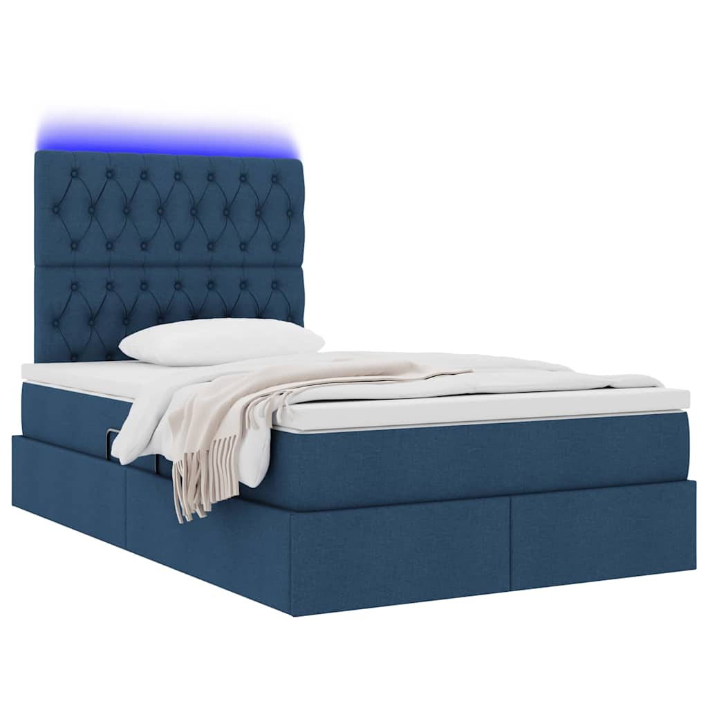 Bett mit Stauraum und LED mit LED Blau 120 x 200 cm Polyester