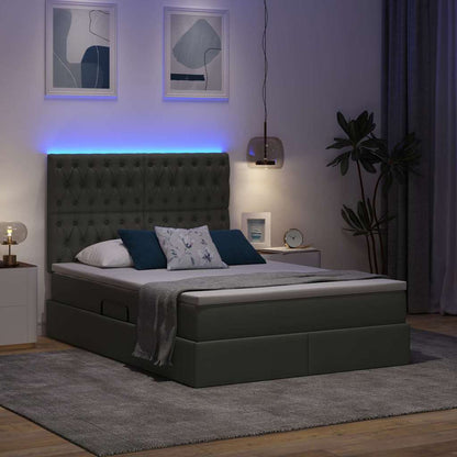 Bett mit Stauraum und LED Dunkelgrau 140 x 200 cm Polyester
