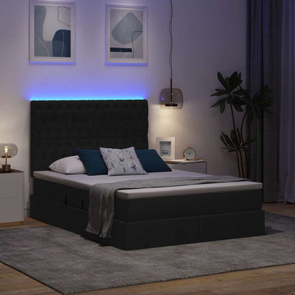 Bett mit Stauraum und LED Schwarz 140 x 200 cm Polyester