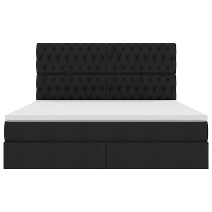 Bett mit Stauraum und LED Schwarz 160 x 200 cm Polyester