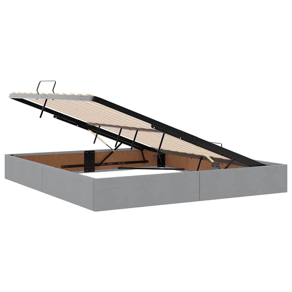 Bett mit Stauraum und LED Hellgrau 180 x 200 cm Polyester