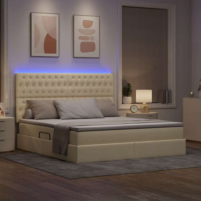 Bett mit Stauraum und LED mit LED Creme 180 x 200 cm Polyester