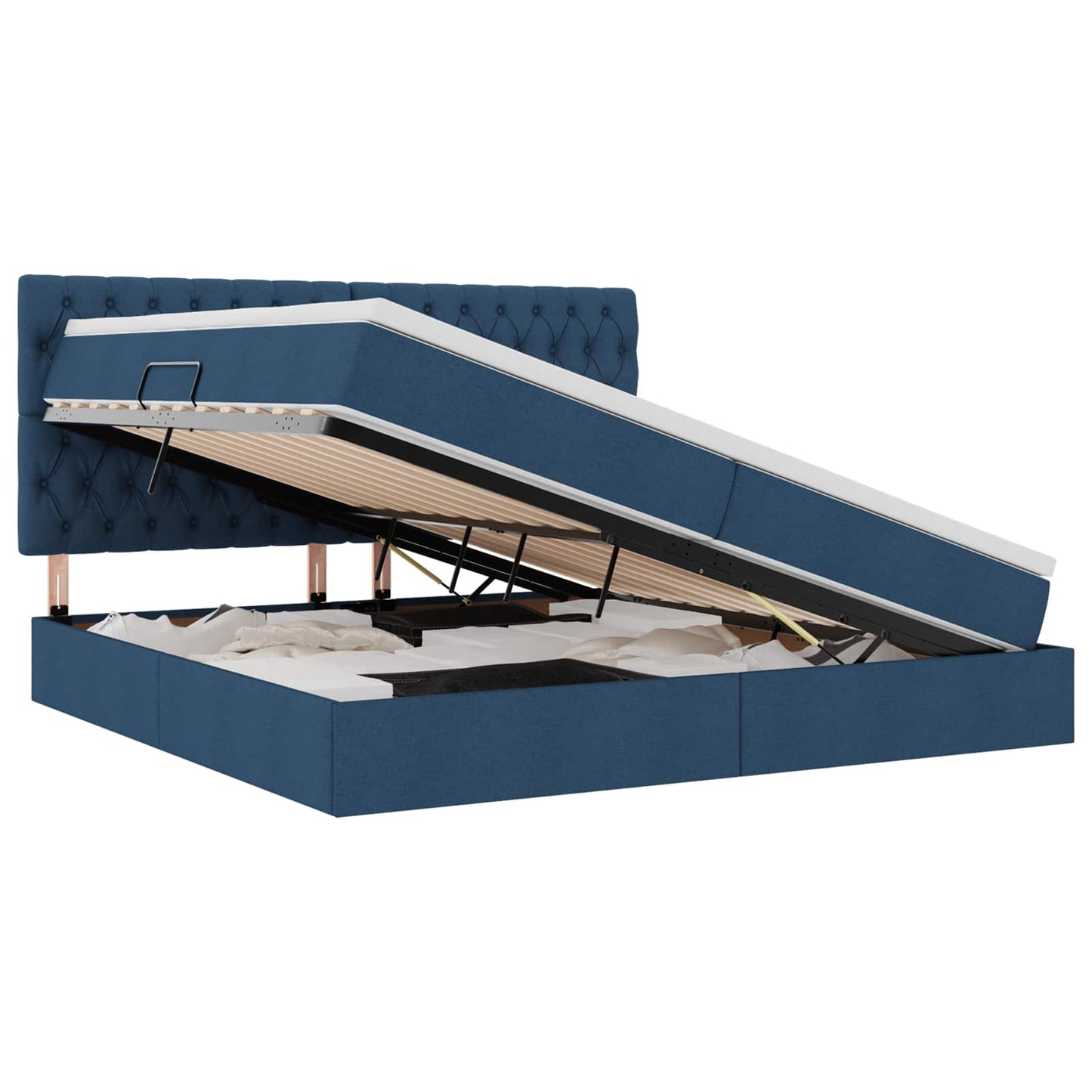 Bett mit Stauraum und LED mit LED Blau 200 x 200 cm Polyester