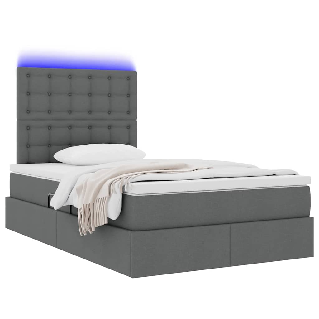 Bett mit Stauraum und LED Dunkelgrau 120 x 190 cm Polyester