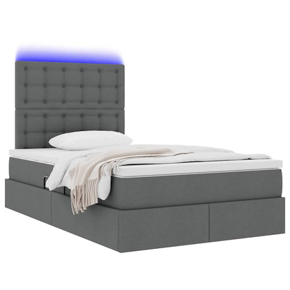 Bett mit Stauraum und LED Dunkelgrau 120 x 190 cm Polyester