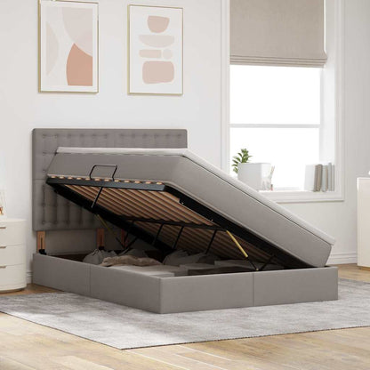 Bett mit Stauraum und LED mit LED Taupe 140 x 190 cm Polyester