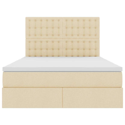 Bett mit Stauraum und LED mit LED Creme 140 x 190 cm Polyester