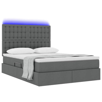 Bett mit Stauraum und LED Dunkelgrau 140 x 200 cm Polyester