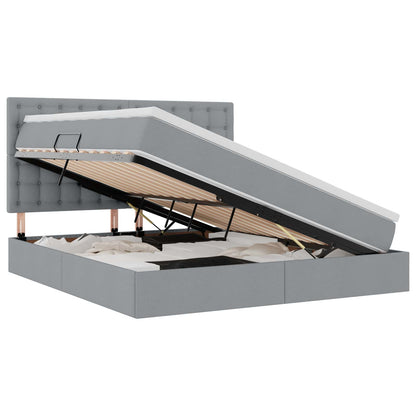 Bett mit Stauraum und LED Hellgrau 180 x 200 cm Polyester