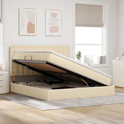 Bett mit Stauraum und LED mit LED Creme 180 x 200 cm Polyester
