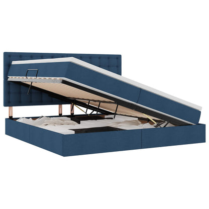 Bett mit Stauraum und LED mit LED Blau 200 x 200 cm Polyester
