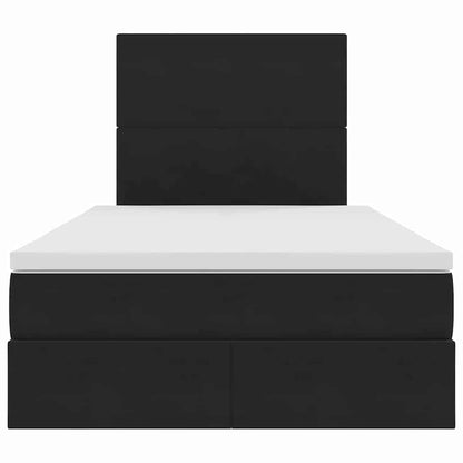 Bett mit Stauraum und LED mit LED Schwarz 120 x 190 cm Samt